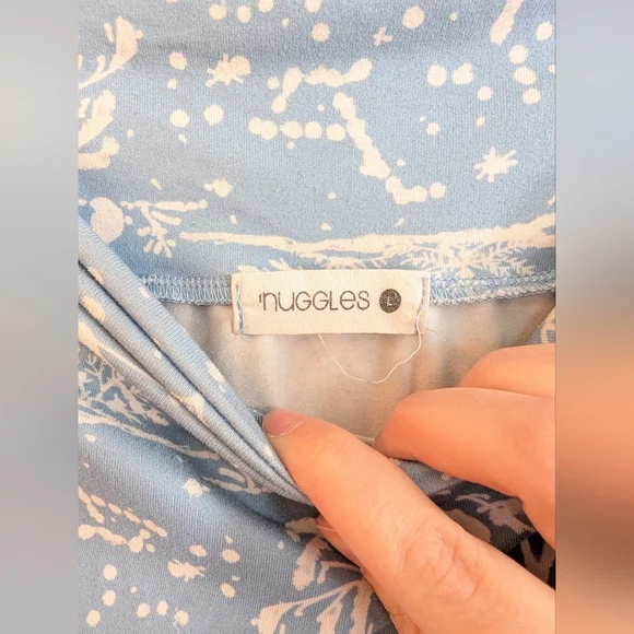 Nuggles Women's L Blue and White Patterned Tee Skirt T-skirt - Picture 2 of 3